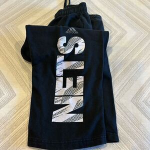 Adidas Boys Black Wide Leg NJ Nets Sweatpants